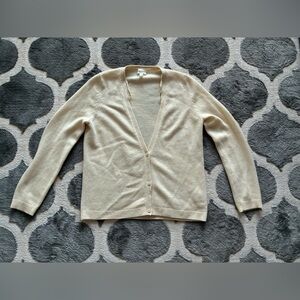 COS women size M 100% Pure Cashmere Ivory Cardigan Button Sweater Oversized READ